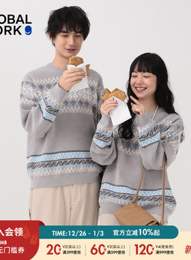 GLOBAL WORK毛衣男女同款25冬季新款复古情侣款长袖针织衫581135