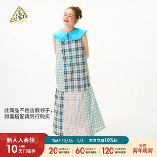 新款 SEE PIZZA连衣裙女2025夏季 格纹拼接背心长裙459319 YOU