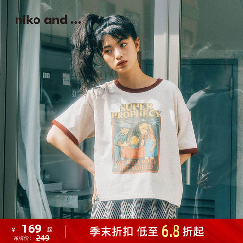 做旧感卡通印花上衣 日系休闲随性