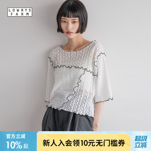 LOWRYS 甜美镂空休闲上衣451472 FARMT恤女2025年夏季 新款