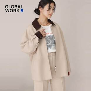 GLOBAL 外套女2026春季 新款 撞色翻领成熟风夹克服650201 WORK