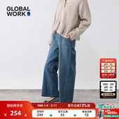 复古水洗蓝慵懒棉质裤 GLOBAL 子599587 女2025冬季 新款 WORK 牛仔裤