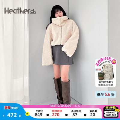 Heatherich棉衣女冬季新款大翻领正反穿气质棉服284578