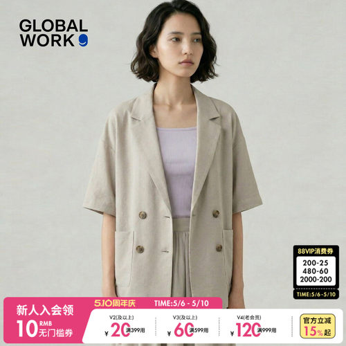 GLOBAL WORK 外套女2026夏季新款气质通勤五分袖西装外套632432