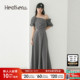 Heatherich连衣裙女2025年新款 气质休闲露腰花苞袖 长裙575258