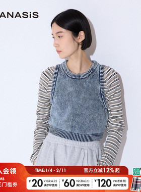 JEANASIS马甲女2026春季新款简约修身针织罗纹圆领背心600021