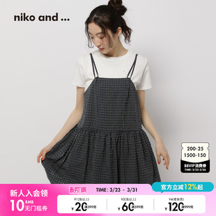 新款 ...吊带裙女2025夏季 宽松复古格子设计感裙子290212 and niko