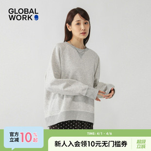新款 GLOBAL WORK 卫衣女2026春季 上衣580979 日系宽松慵懒风落肩袖