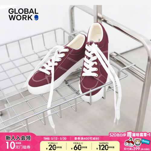 GLOBAL WORK 休闲鞋女2026新款户外校园平底纯色帆布鞋645029