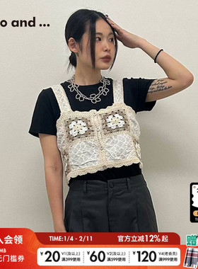 niko and ... 背心女2025夏季新款钩织拼接镂空吊带上衣328460