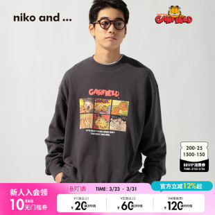 新款 niko 2026春季 ...卫衣男女同款 加菲猫卡通印花上衣633123 and