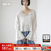 FARM衬衫 女2026春季 新款 LOWRYS 设计感系带荷叶袖 棉质上衣642414