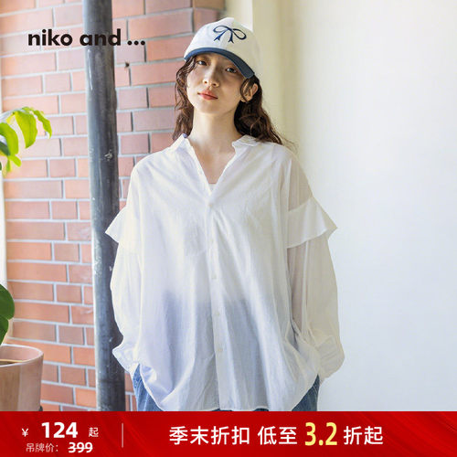 nikoand...衬衫女休闲条纹日系