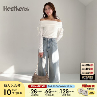 气质流行一字肩上衣323433 时尚 Heatherich针织衫 女2025年春秋新款