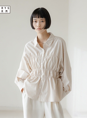 LOWRYS FARM衬衫女2026春季新款单排扣褶皱收腰显瘦上衣638479