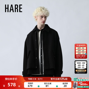 HARE外套男2025冬季新款简约潮流绅士休闲短款夹克服厚外套450971