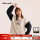 and ...卫衣女2026年春季 新款 niko 日系印花拼接格纹袖 上衣580703