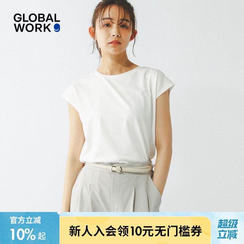 GLOBAL WORK T恤女2025夏季新款时尚简约休闲侧边开衩上衣289381