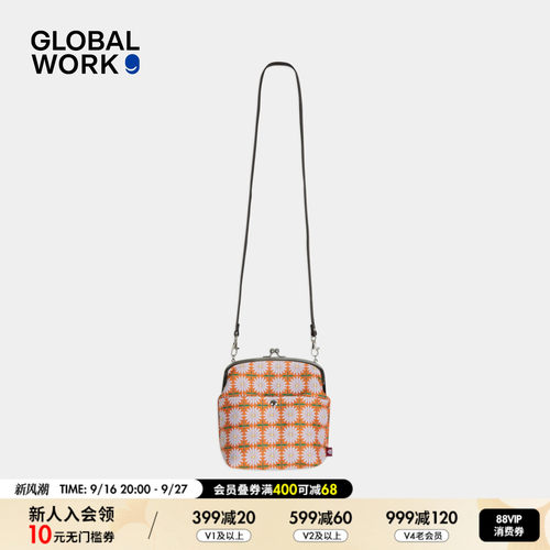 GLOBAL WORK 包袋2026新款复古文艺小清新斜挎手拿夹子包1063355