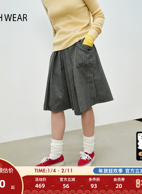 BUCH WEAR半身裙女冬季新款时尚羊毛混纺条纹日系短裙323063