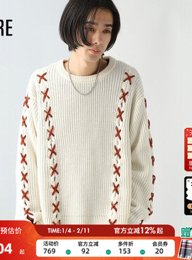HARE针织衫男24冬季新款时尚宽松编织潮流气质日系长袖毛衣241962