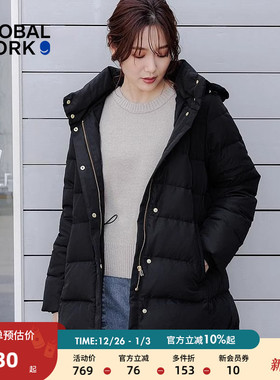 GLOBAL WORK 短外套女2025冬季时尚宽松休闲连帽羽绒服194276