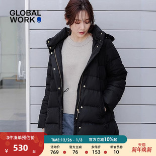 时尚 短外套女2025冬季 宽松休闲连帽羽绒服194276 WORK GLOBAL