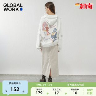 新款 GLOBAL WORK 柯南联名系列2026春季 连帽卫衣635596 男女同款