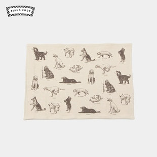 FISHS Cats&Dogs系列方形平面图案日系复古隔热垫餐垫949461 EDDY
