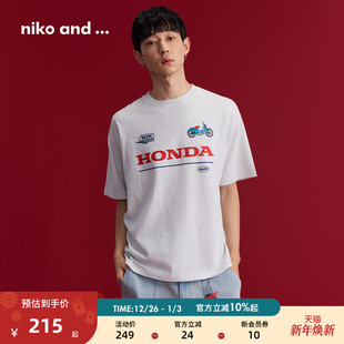 休闲清爽棉质短袖 niko 新款 ...Honda系列2026春季 上衣602320 and