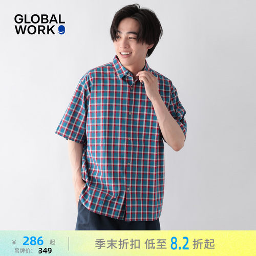 格纹通勤短袖上衣 盐系利落百搭