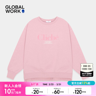 套头圆领印花休闲长袖 GLOBAL 新款 卫衣女2026春季 上衣580953 WORK