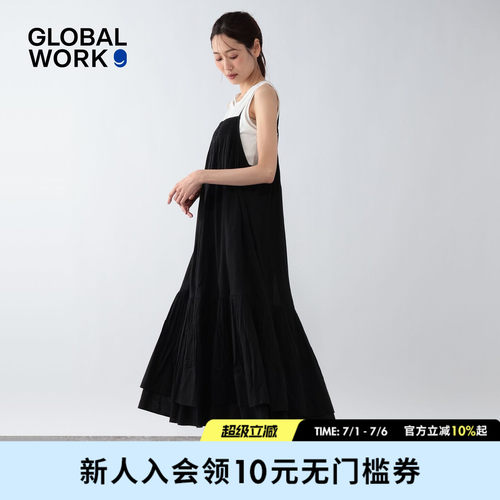 GLOBAL WORK 连衣裙女2026夏季新款荷叶边吊带棉质长裙636282
