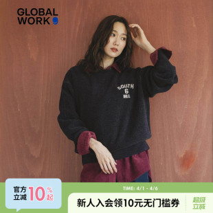 长袖 GLOBAL 套头休闲宽松字母毛衣581163 新款 女25冬季 WORK 针织衫