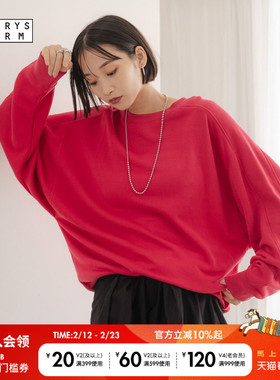 LOWRYS FARM卫衣女2025冬季新款宽松简约基础红色套头衫579079