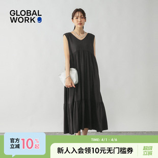 GLOBAL 连衣裙女2025夏季 新款 休闲V领宽松背心裙575224 WORK