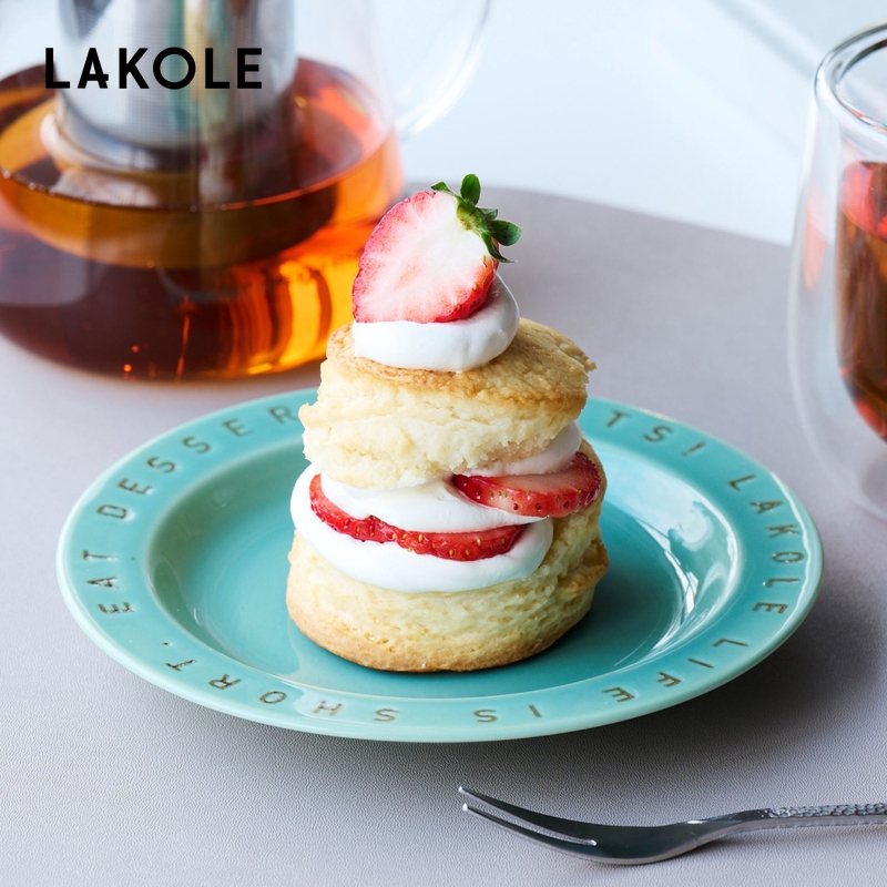 LAKOLE 餐具2025年新款时尚简约字母图案圆形盘子286539