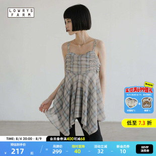 LOWRYS FARM吊带女2026夏季新款格纹不规则下摆吊带上衣647619