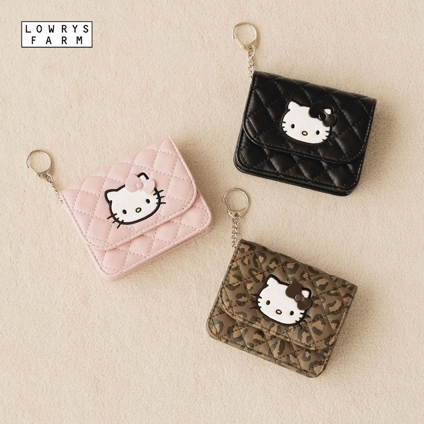 LOWRYS FARM Sanrio联名2025新款Kitty菱格卡包挂件收纳包580257