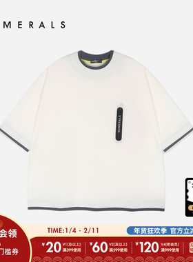 NUMERALS T恤男2025夏季新款时尚运动日系圆领宽松上衣322111