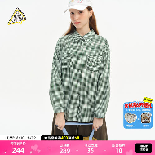 翻领格子衬衫 复古格纹百搭