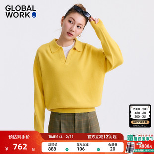 GLOBAL WORK羊绒衫女2025冬季新款康赛妮山羊绒海鸥领毛衣633016