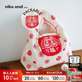 niko 招财猫达摩出游收纳便当包605521 日式 and ...手提包2026新款