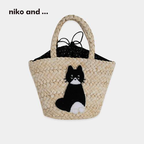 niko and ...手提包女2026年新款编织款可爱动物草编包595329