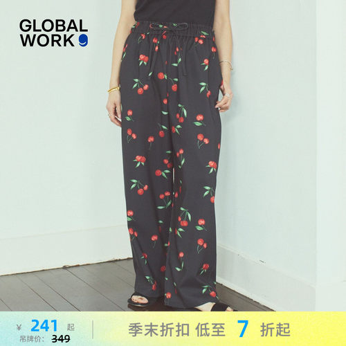 GLOBAL WORK 休闲裤女2026夏季新款印花宽松舒适遛弯裤655984