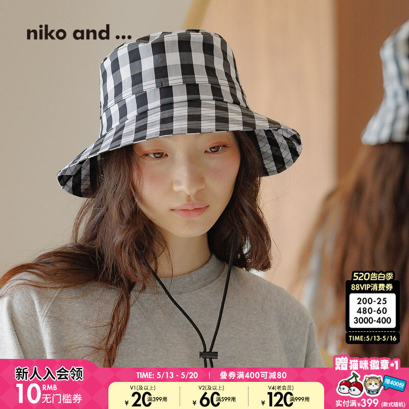 niko and ...帽子女2025年新款可调节平顶宽檐渔夫帽