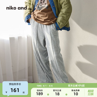 抽绳两穿休闲垂感丝绒长裤 niko 290679 新款 子女2025冬季 and ...裤