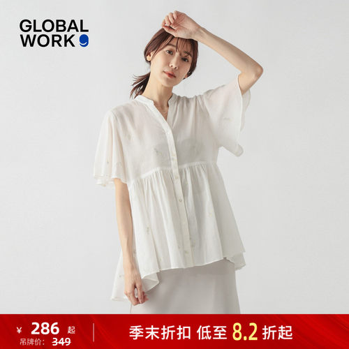 GLOBAL WORK 衬衫女2026夏季新款V领棉质小清新碎花上衣806465
