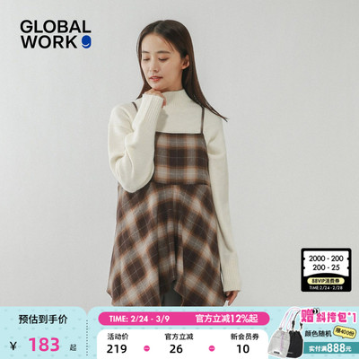 GLOBAL WORK 吊带女2026春季新款少女格子不规则外搭吊带裙625332