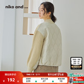 and ...毛衣女2025冬季 新款 niko 立领拼接绗缝夹棉针织衫 600505